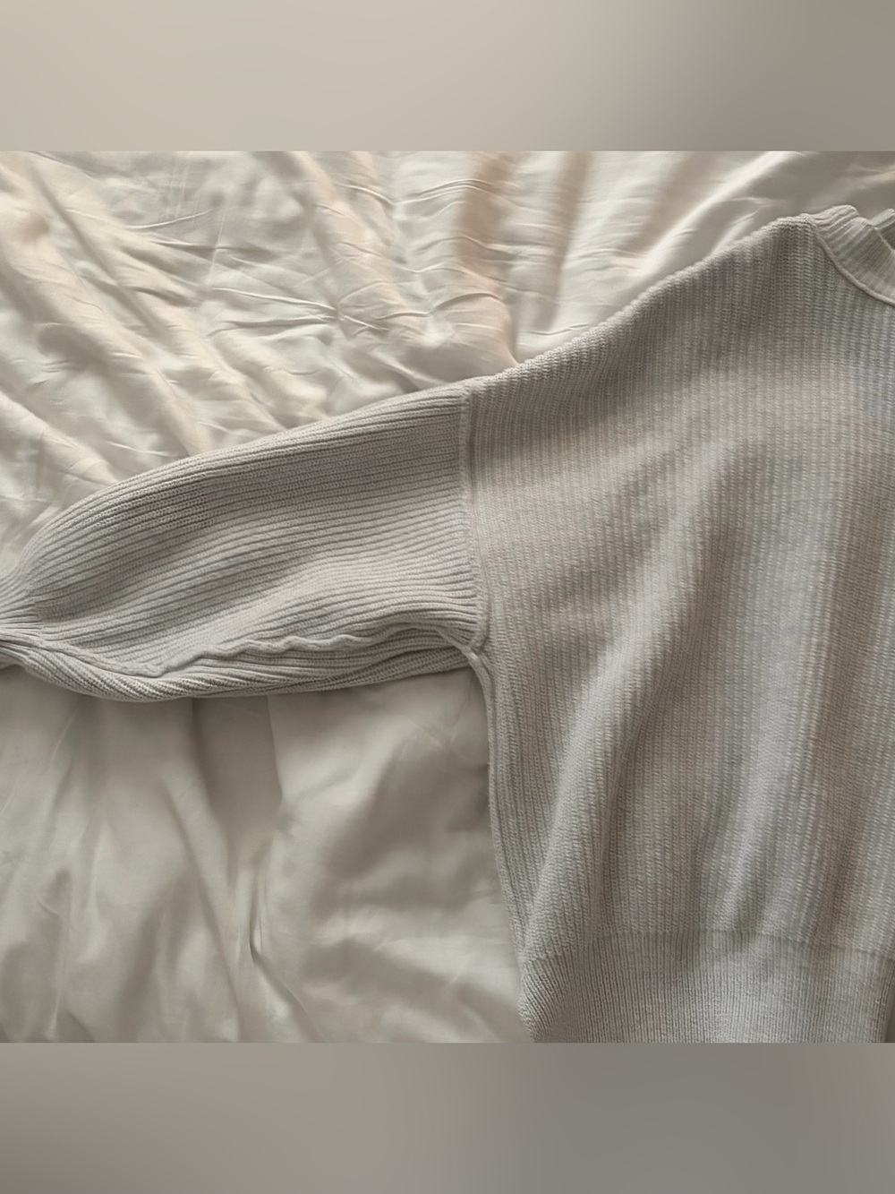 Aerie Light Gray Ribbed Crewneck Sweater